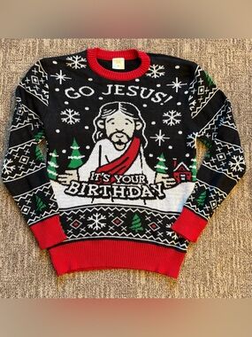 Christmas “Go Jesus! It’s Your Birthday” sweater men’s size Medium